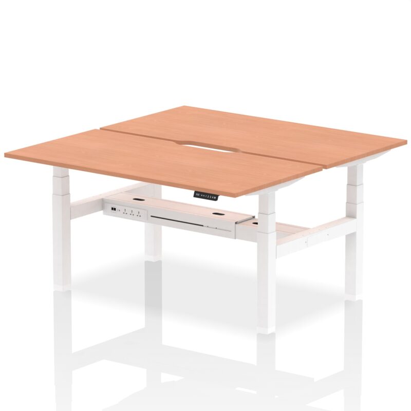 Air Back-to-Back Scalloped Edge Height Adjustable Bench Desk - 2 Person - Image 39