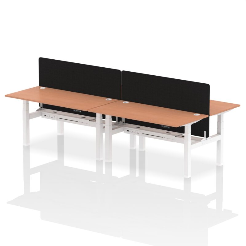 Air Back-to-Back Height Adjustable Bench Desk - 4 Person with Black Straight Screen - Image 39