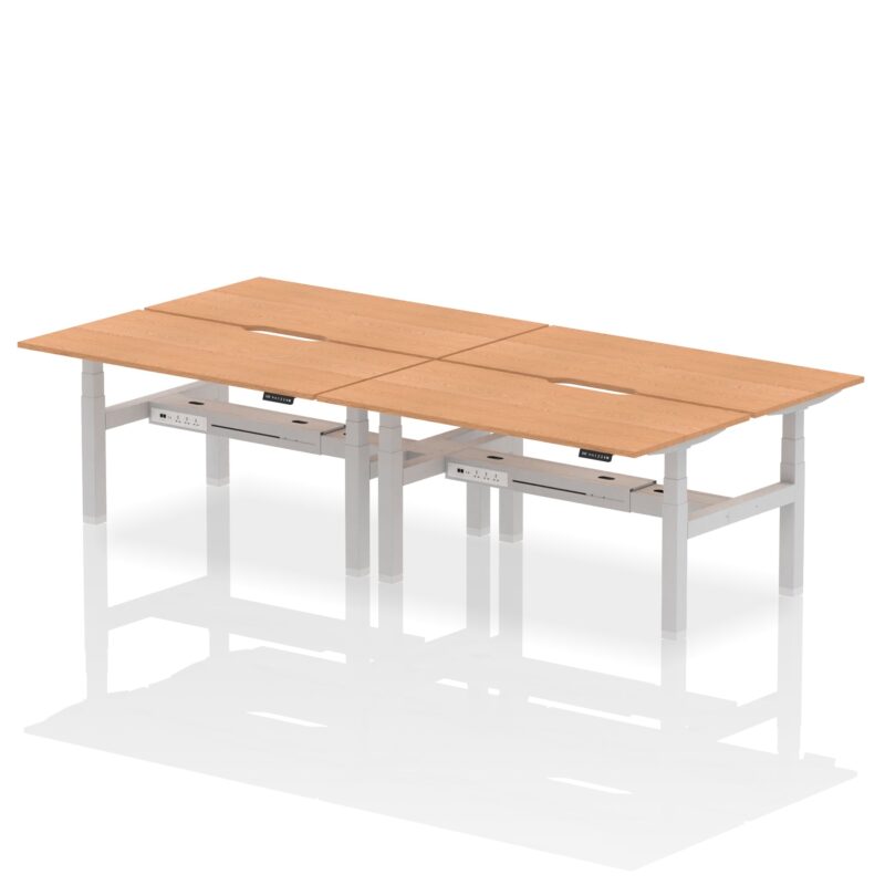 Air Back-to-Back Scalloped Edge Height Adjustable Bench Desk - 4 Person - Image 47