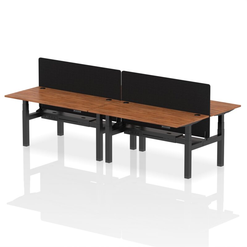 Air Back-to-Back Height Adjustable Bench Desk - 4 Person with Black Straight Screen - Image 49