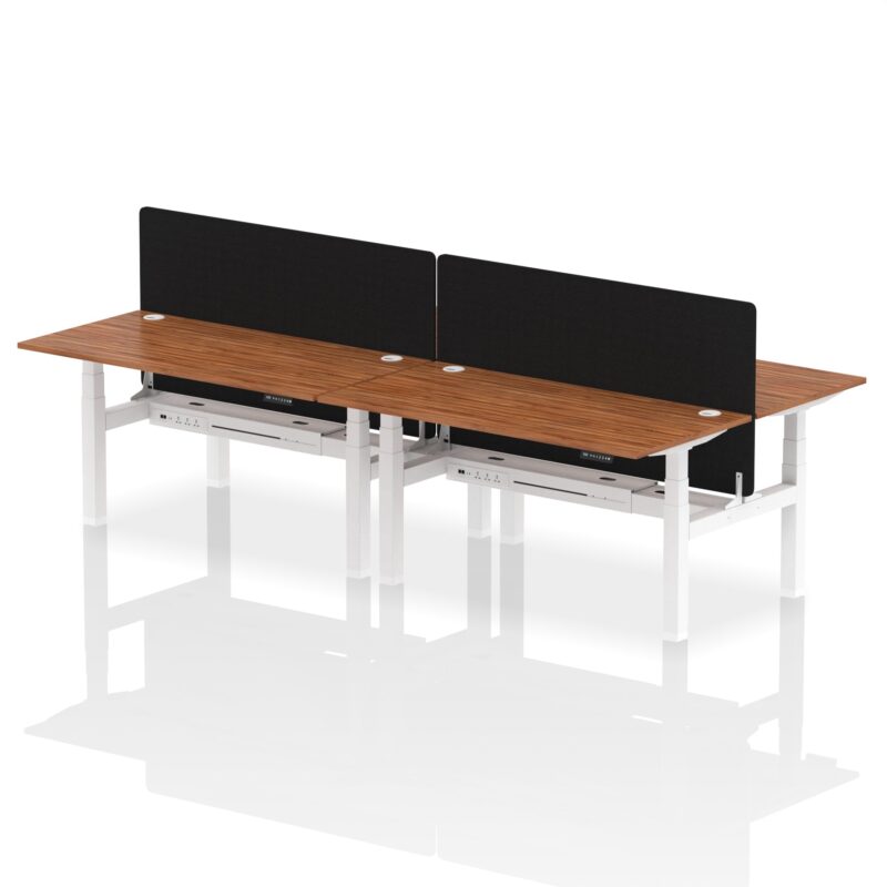 Air Back-to-Back Height Adjustable Bench Desk - 4 Person with Black Straight Screen - Image 51
