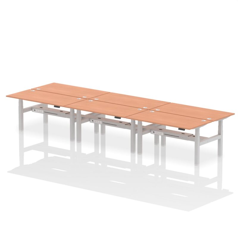 Air Back-to-Back Height Adjustable Bench Desk - 6 Person - Image 38