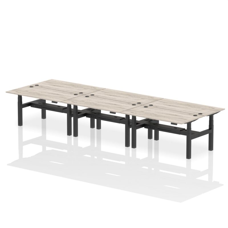 Air Back-to-Back Height Adjustable Bench Desk - 6 Person - Image 40