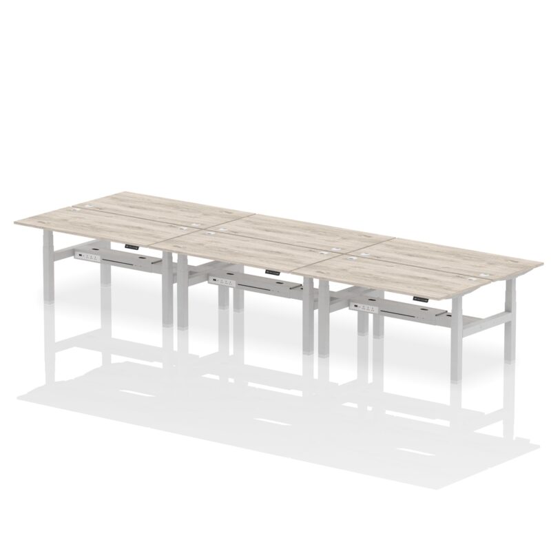 Air Back-to-Back Height Adjustable Bench Desk - 6 Person - Image 41