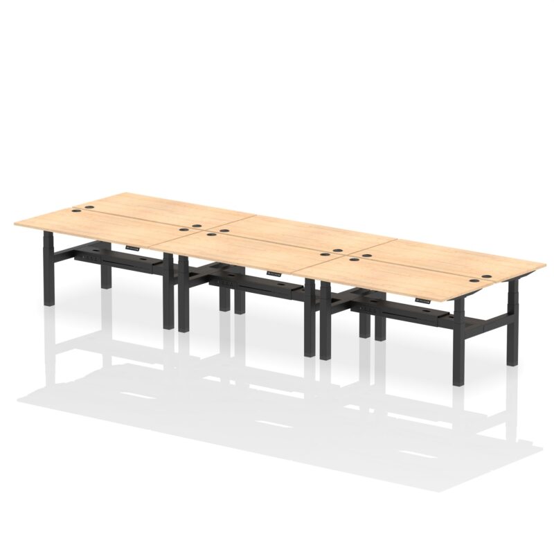 Air Back-to-Back Height Adjustable Bench Desk - 6 Person - Image 43