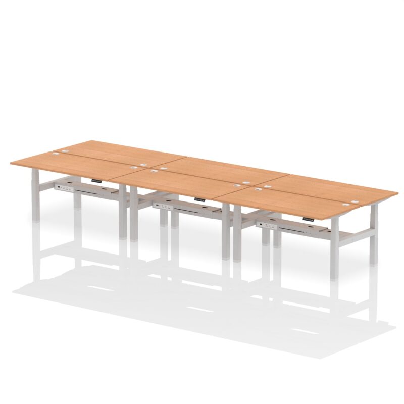 Air Back-to-Back Height Adjustable Bench Desk - 6 Person - Image 47