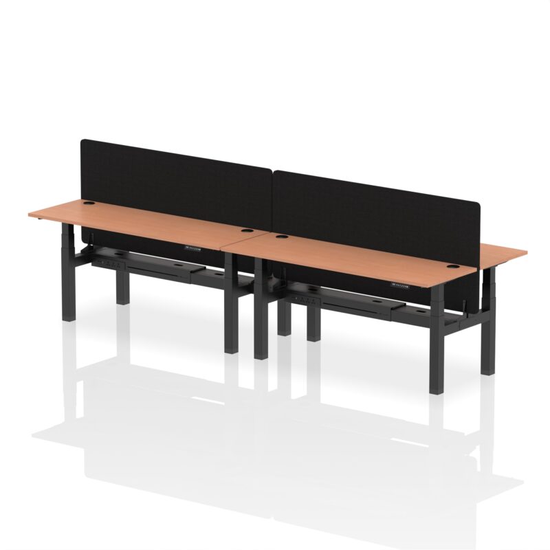 Air Back-to-Back Slimline Height Adjustable Bench Desk - 4 Person with Black Straight Screen - Image 55