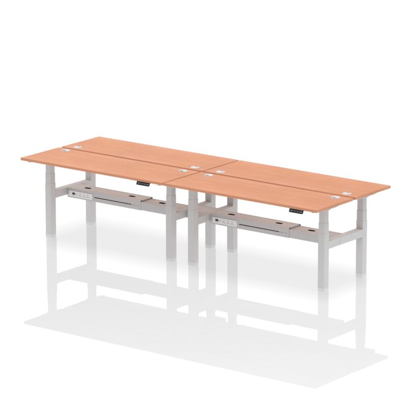 Air Back-to-Back Slimline Height Adjustable Bench Desk - 4 Person - Image 56