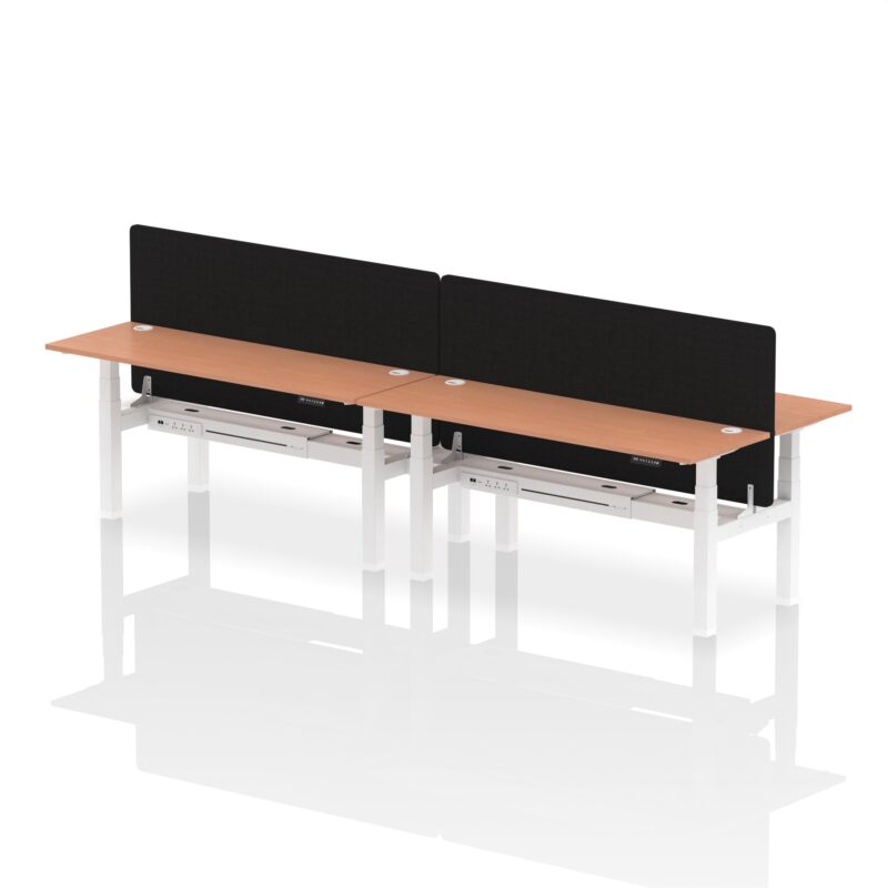 Air Back-to-Back Slimline Height Adjustable Bench Desk - 4 Person with Black Straight Screen - Image 57