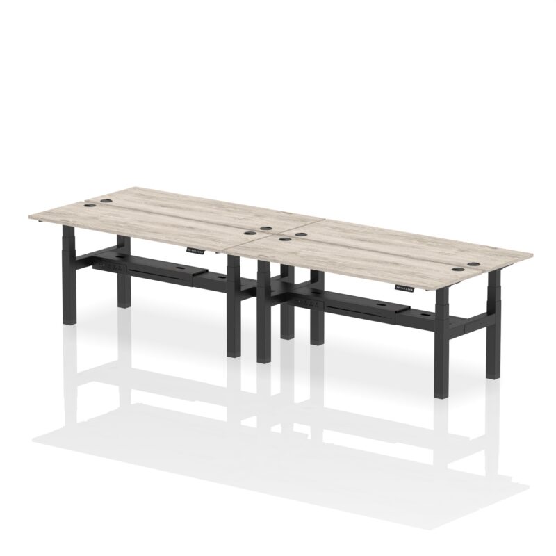 Air Back-to-Back Slimline Height Adjustable Bench Desk - 4 Person - Image 58
