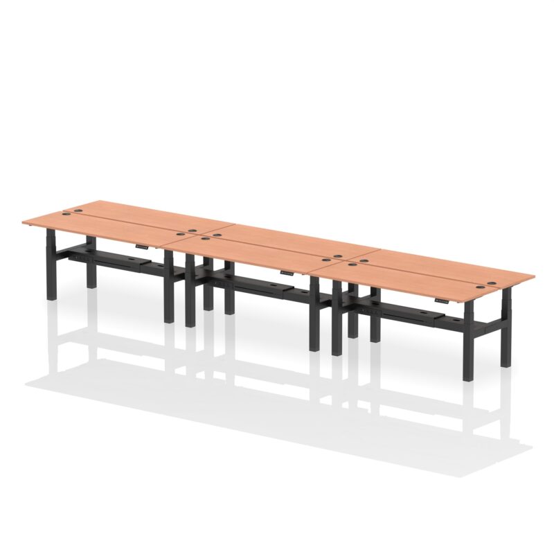 Air Back-to-Back Slimline Height Adjustable Bench Desk - 6 Person - Image 50