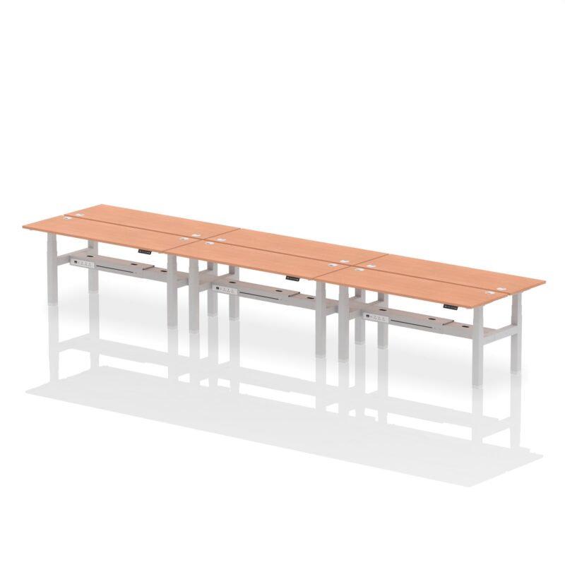 Air Back-to-Back Slimline Height Adjustable Bench Desk - 6 Person - Image 51