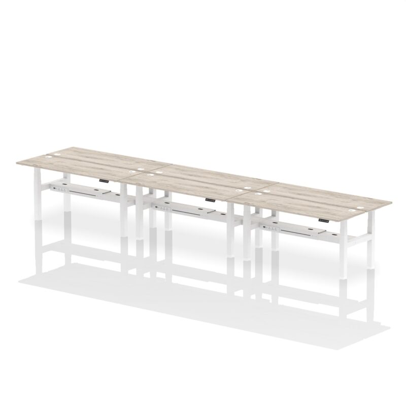 Air Back-to-Back Slimline Height Adjustable Bench Desk - 6 Person - Image 55