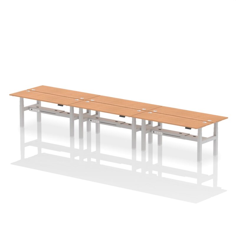 Air Back-to-Back Slimline Height Adjustable Bench Desk - 6 Person - Image 60