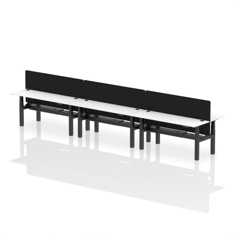Air Back-to-Back Slimline Height Adjustable Bench Desk - 6 Person with Black Straight Screen - Image 70