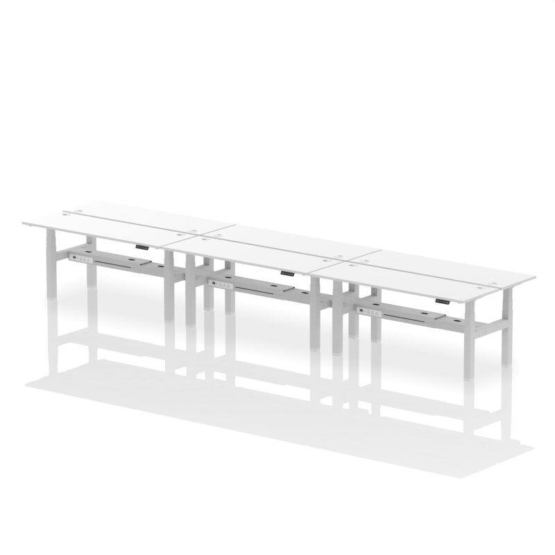 Air Back-to-Back Slimline Height Adjustable Bench Desk - 6 Person - Image 66