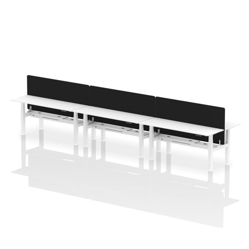 Air Back-to-Back Slimline Height Adjustable Bench Desk - 6 Person with Black Straight Screen - Image 72