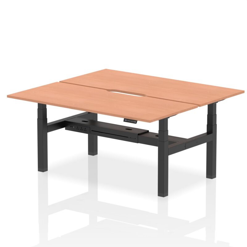 Air Back-to-Back Scalloped Edge Height Adjustable Bench Desk - 2 Person - Image 55