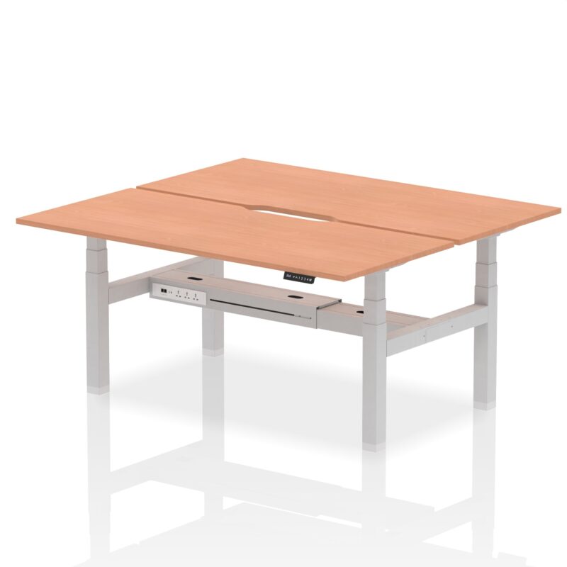 Air Back-to-Back Scalloped Edge Height Adjustable Bench Desk - 2 Person - Image 56
