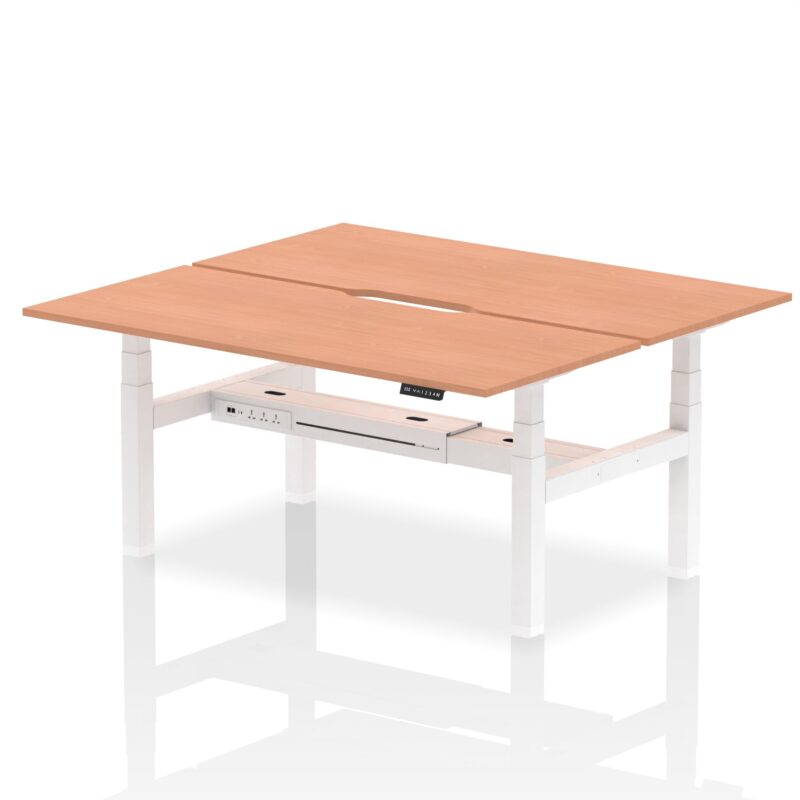 Air Back-to-Back Scalloped Edge Height Adjustable Bench Desk - 2 Person - Image 57