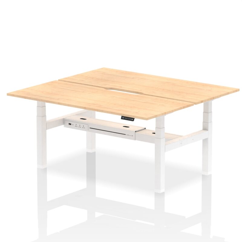 Air Back-to-Back Scalloped Edge Height Adjustable Bench Desk - 2 Person - Image 63