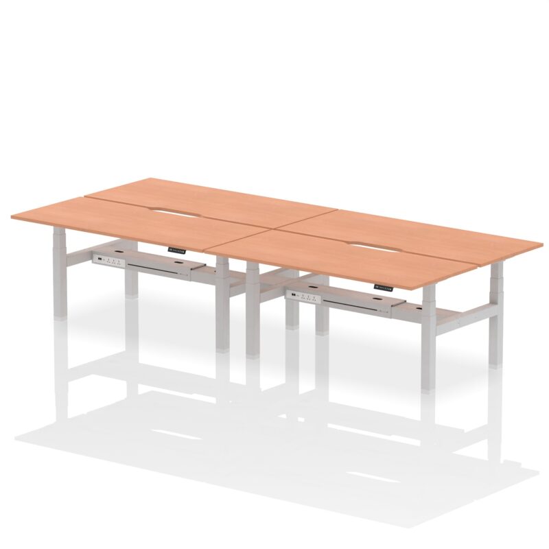 Air Back-to-Back Scalloped Edge Height Adjustable Bench Desk - 4 Person - Image 56