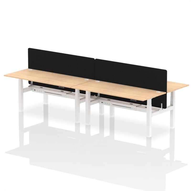 Air Back-to-Back Height Adjustable Bench Desk - 4 Person with Black Straight Screen - Image 63