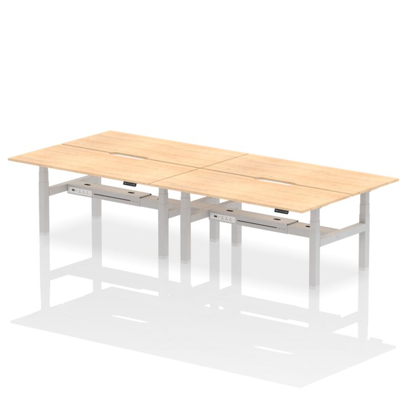 Air Back-to-Back Scalloped Edge Height Adjustable Bench Desk - 4 Person - Image 62
