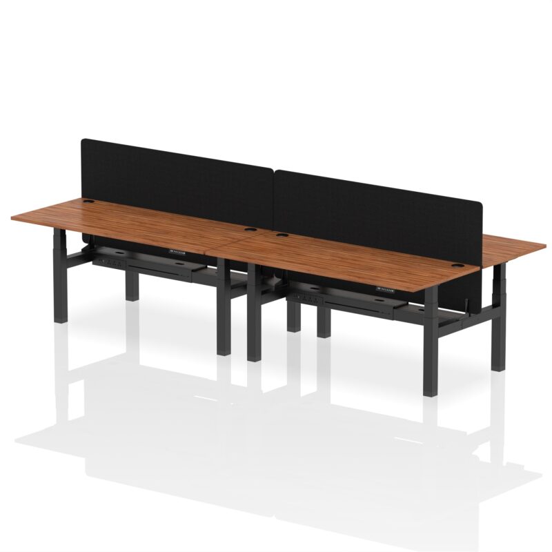 Air Back-to-Back Height Adjustable Bench Desk - 4 Person with Black Straight Screen - Image 67