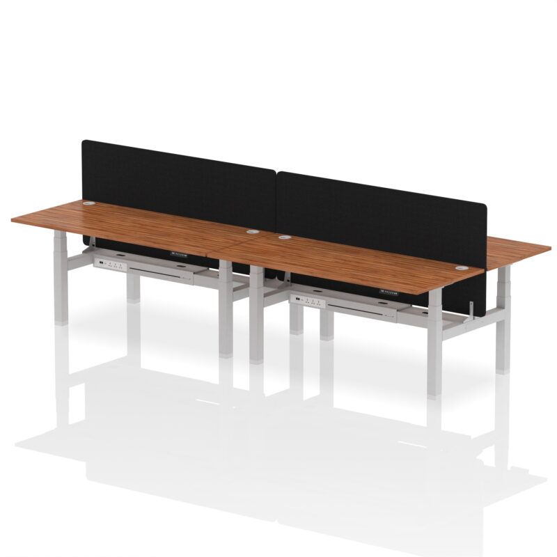 Air Back-to-Back Height Adjustable Bench Desk - 4 Person with Black Straight Screen - Image 68