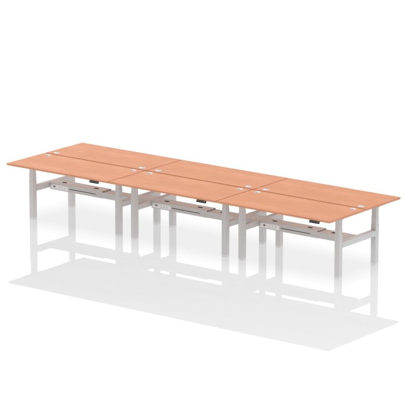 Air Back-to-Back Height Adjustable Bench Desk - 6 Person - Image 56