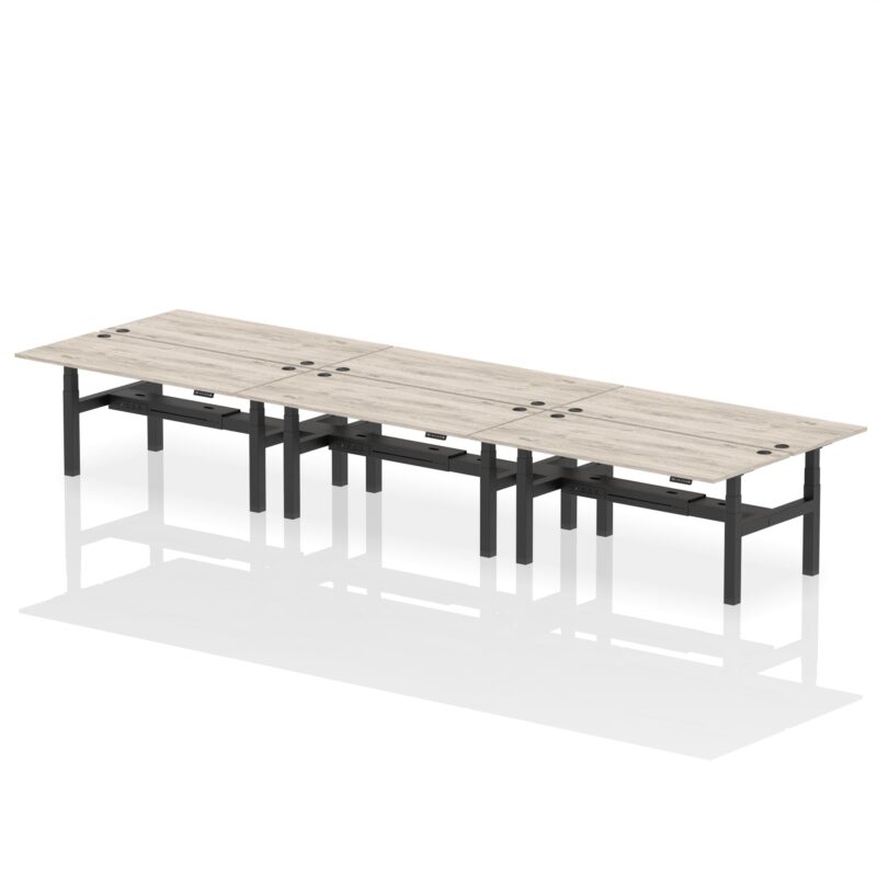 Air Back-to-Back Height Adjustable Bench Desk - 6 Person - Image 58