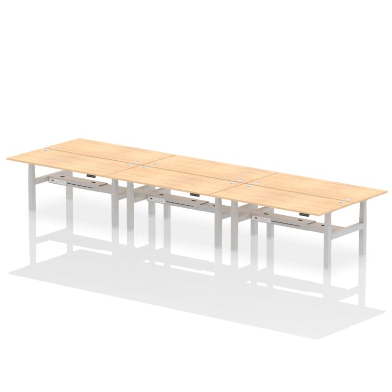 Air Back-to-Back Height Adjustable Bench Desk - 6 Person - Image 62