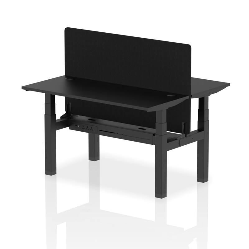 Air Back-to-Back Slimline Height Adjustable Bench Desk - 2 Person with Black Straight Screen - Image 76