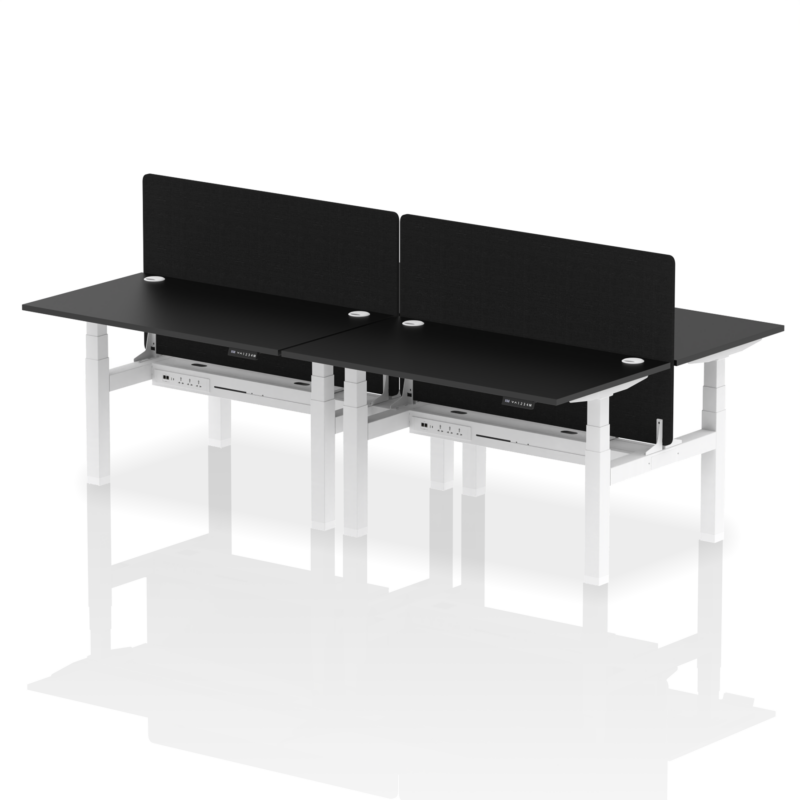 Air Back-to-Back Height Adjustable Bench Desk - 4 Person with Black Straight Screen - Image 78
