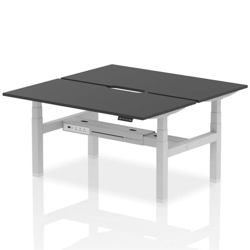 Air Back-to-Back Scalloped Edge Height Adjustable Bench Desk - 2 Person - Image 80