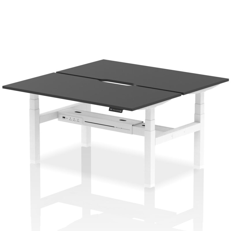 Air Back-to-Back Scalloped Edge Height Adjustable Bench Desk - 2 Person - Image 81