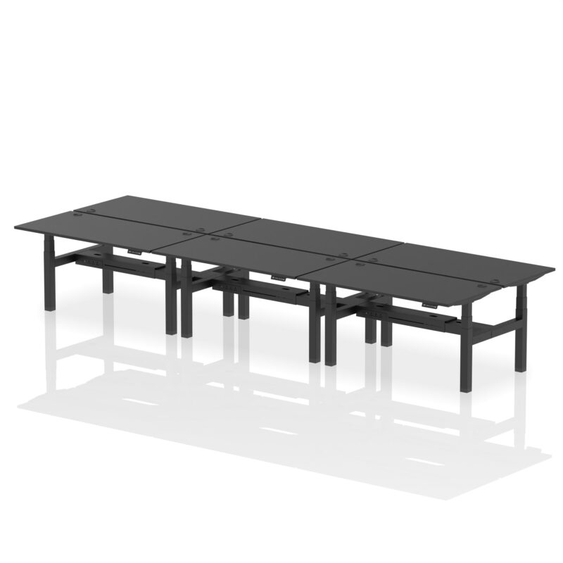 Air Back-to-Back Height Adjustable Bench Desk - 6 Person - Image 79
