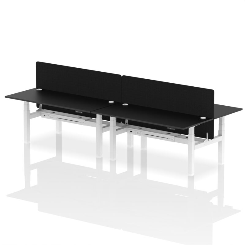 Air Back-to-Back Height Adjustable Bench Desk - 4 Person with Black Straight Screen - Image 84
