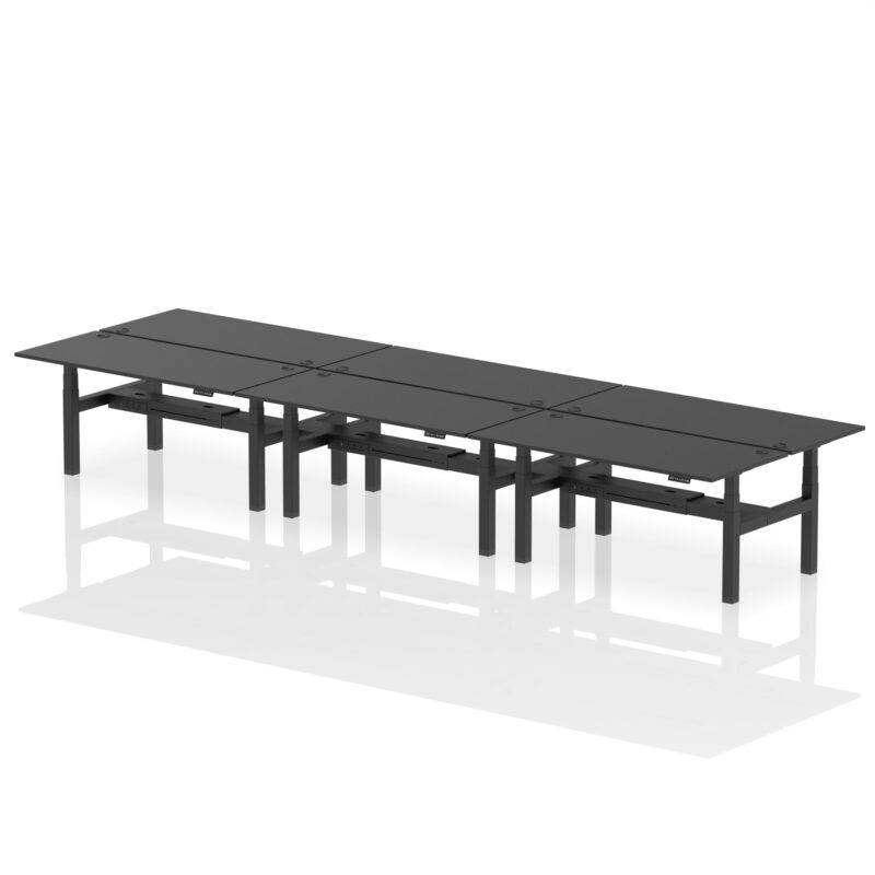Air Back-to-Back Height Adjustable Bench Desk - 6 Person - Image 82