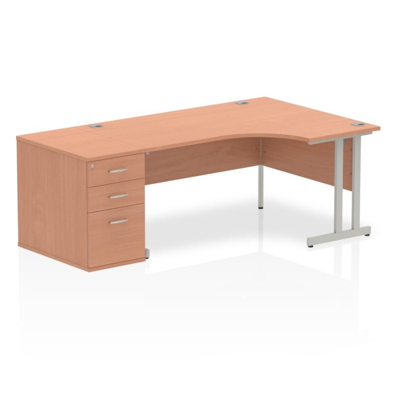 Impulse 1600mm Cantilever Right Crescent Desk Workstation - Image 3