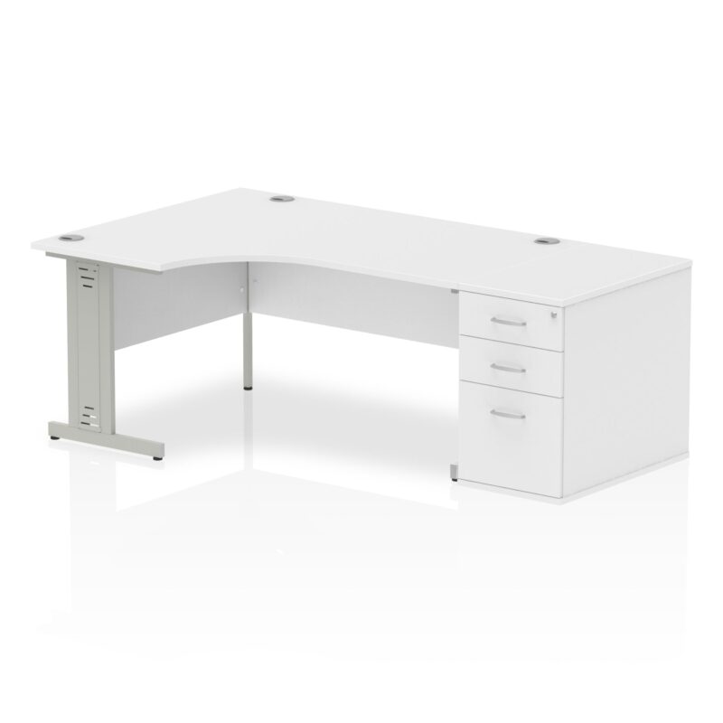 Impulse 1600mm Cable Managed Left Crescent Desk Workstation - Image 22