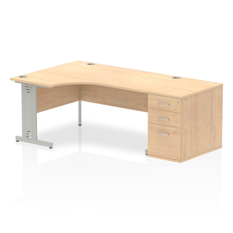 Impulse 1600mm Cable Managed Left Crescent Desk Workstation - Image 16