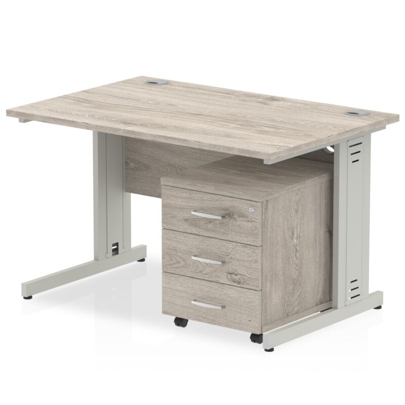 Impulse 1200mm Cable Managed Straight Desk With Mobile Pedestal - Image 8