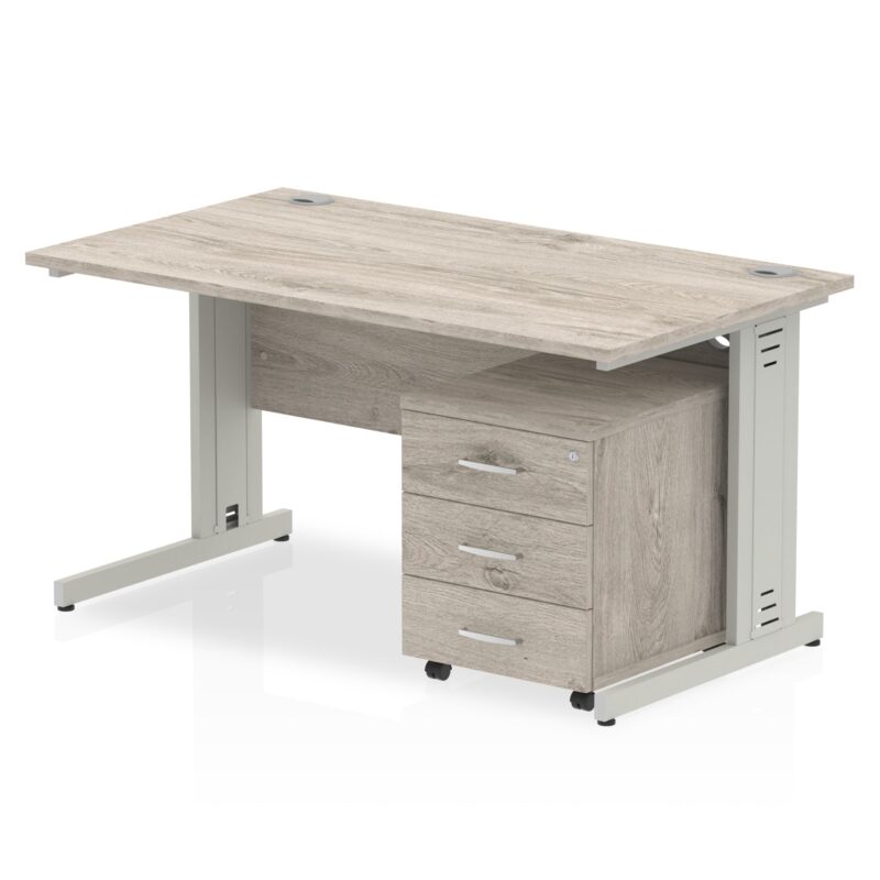 Impulse 1400mm Cable Managed Straight Desk With Mobile Pedestal - Image 2