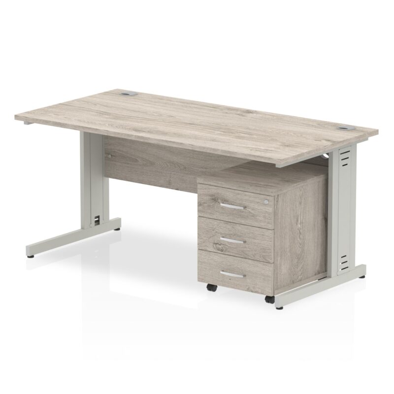 Impulse 1600mm Cable Managed Straight Desk With Mobile Pedestal - Image 2