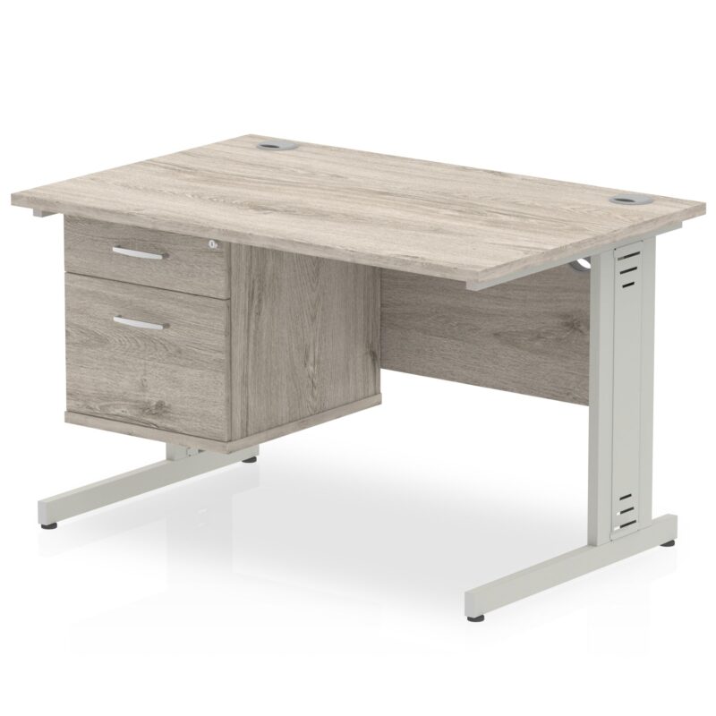Impulse 1200mm Cable Managed Straight Desk With Single Fixed Pedestal - Image 5