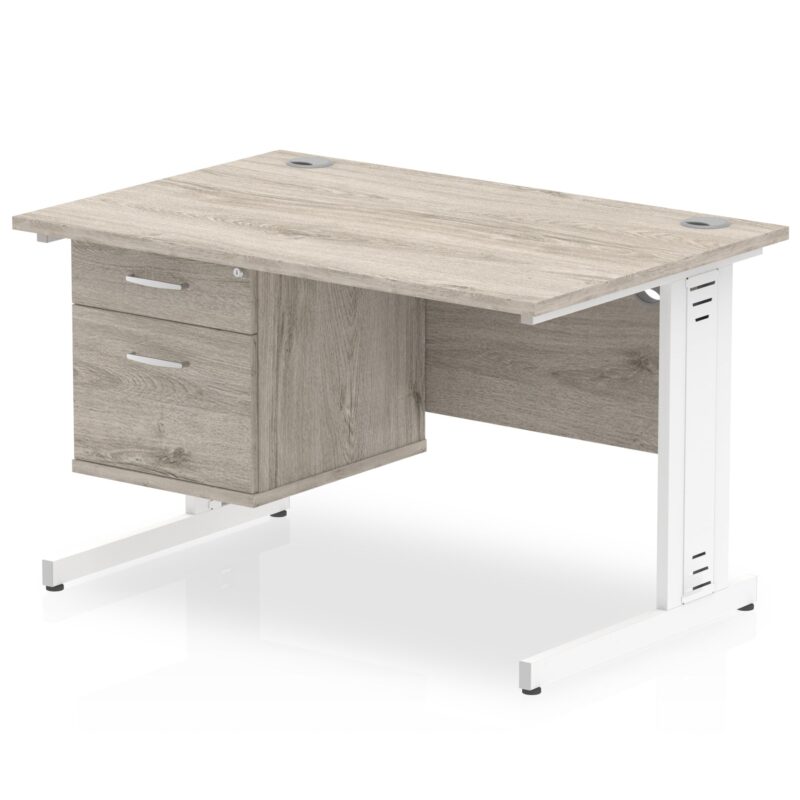 Impulse 1200mm Cable Managed Straight Desk With Single Fixed Pedestal - Image 7