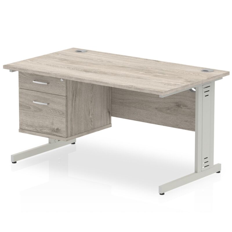 Impulse 1400mm Cable Managed Straight Desk With Single Fixed Pedestal - Image 5