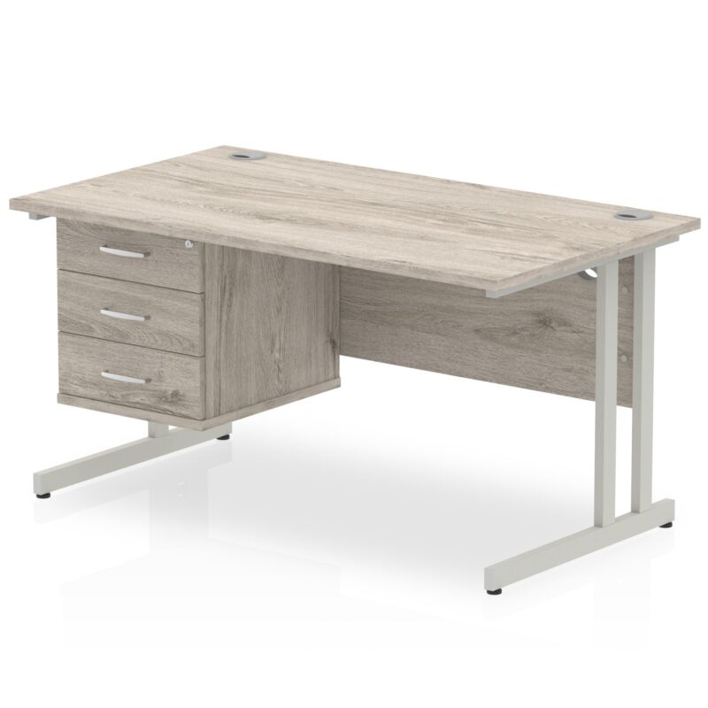 OE - Impulse 1400mm Cantilever Straight Desk With Single Fixed Pedestal - Image 3